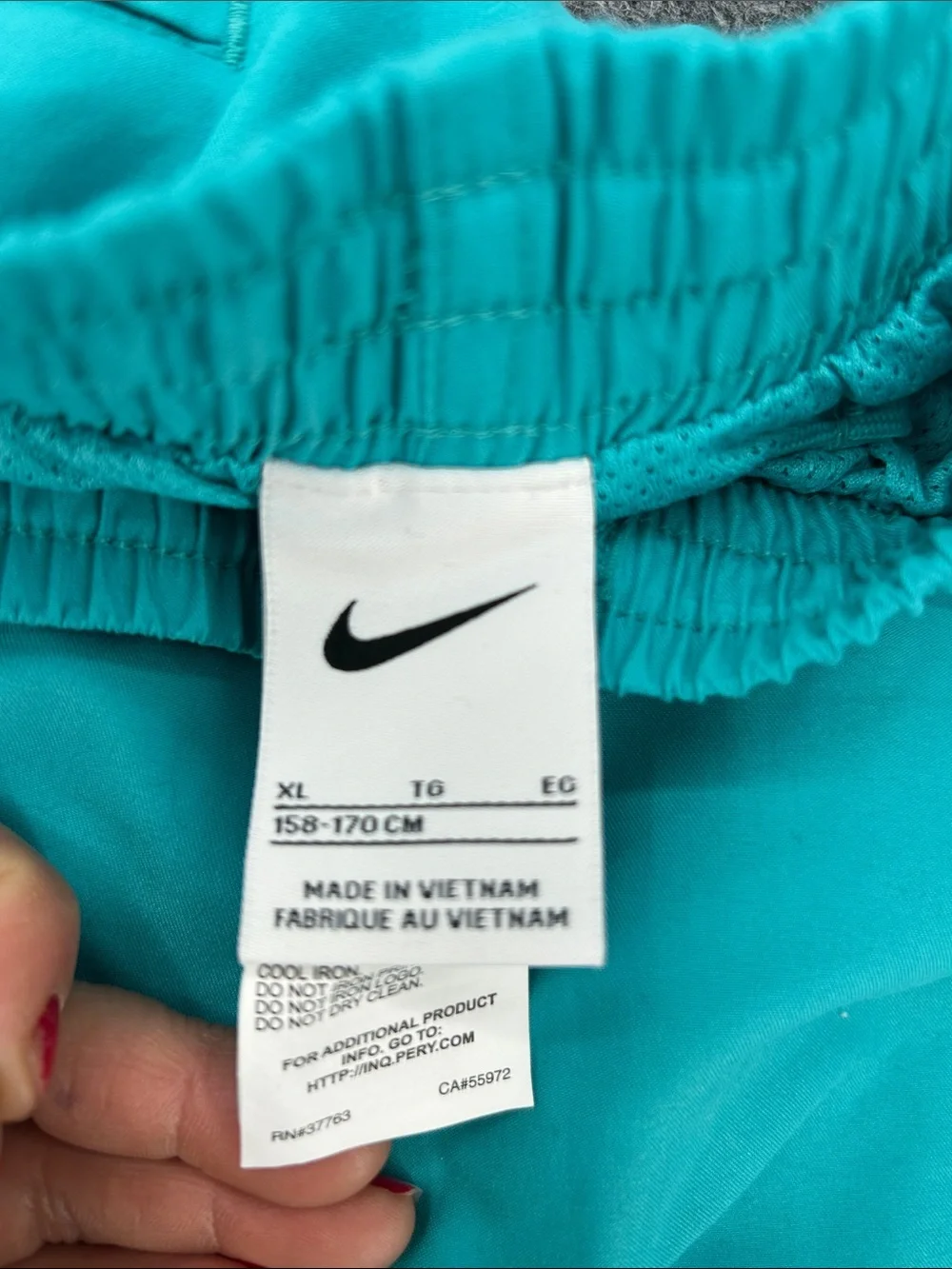Nike Kids Turquoise Swim Shorts with White Logo and Gold Swoosh Size XL - Picture 2 of 8